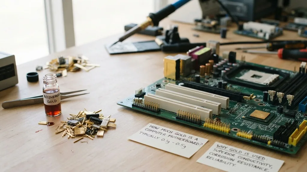 how much gold is in a computer motherboard