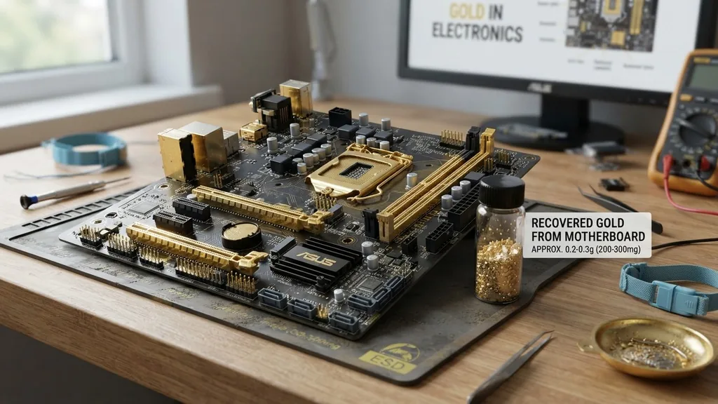 how much gold is in a motherboard