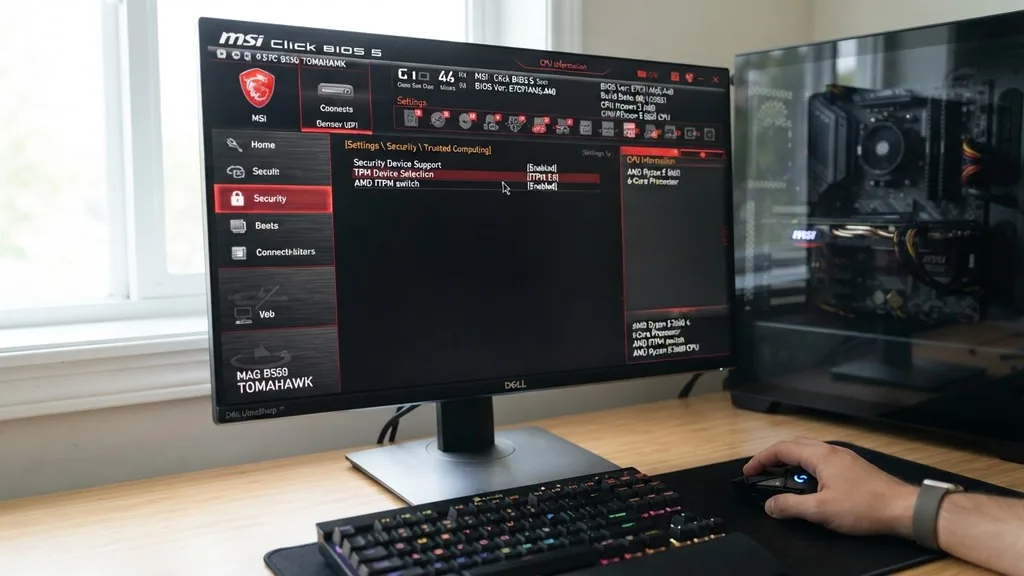 how to enable tpm 2.0 on msi motherboard